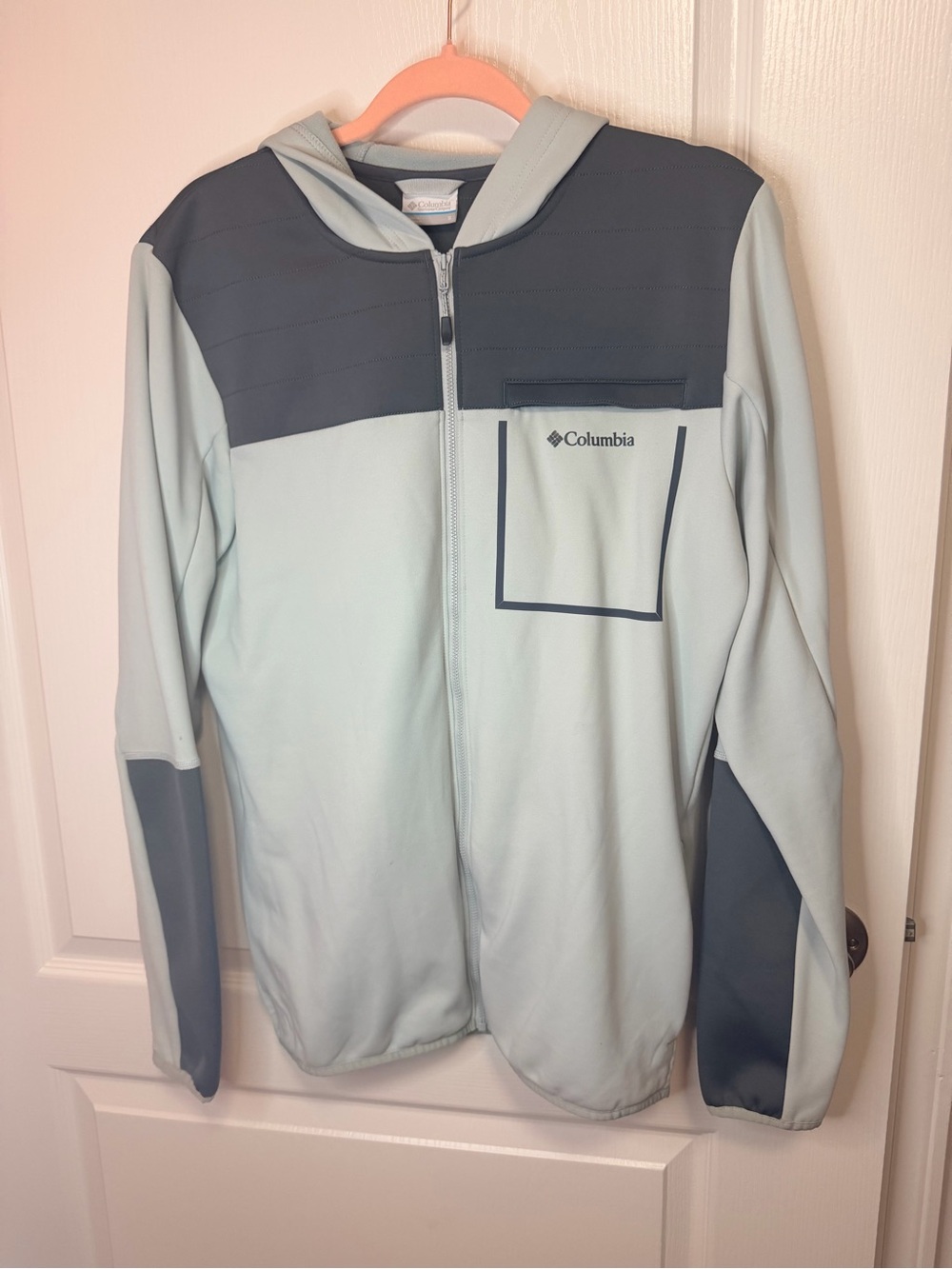 Columbia Light Blue and Dark Gray Lightweight Hooded Jacket